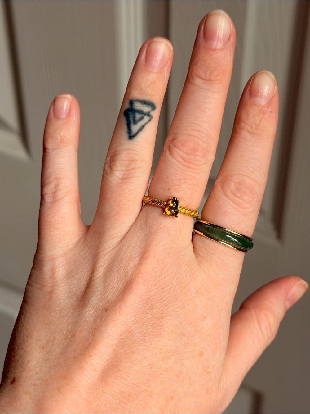 Gold and Amber hulu (葫芦) Detail Ring adjustable size